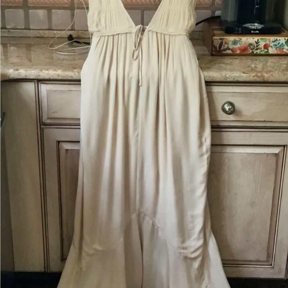 Free People Endless Summer Showstopper Midi Maxi Dress Halter Ivory Tan - Picture 4 of 6